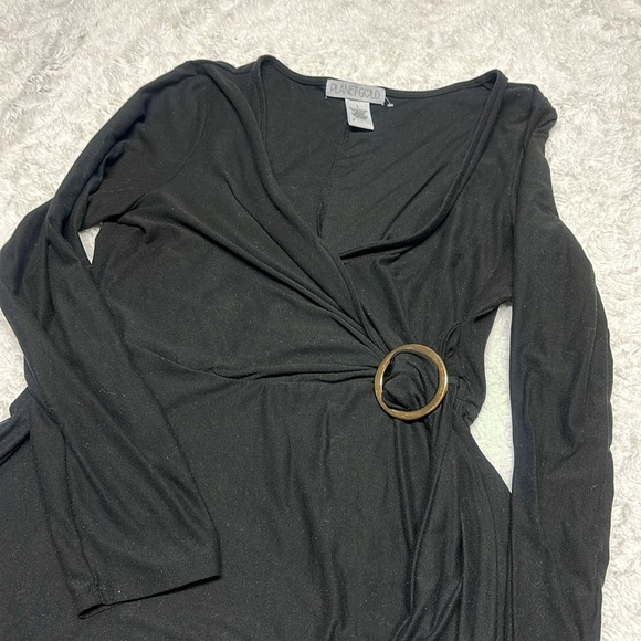 PLANET GOLD - Black Wrap Dress - Picture 3 of 4
